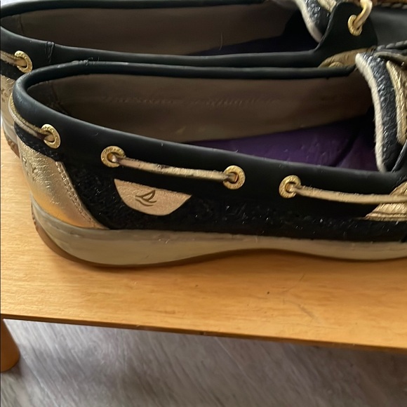 Sperry Black and Gold Flats with Nautical Elegance - Picture 4 of 8